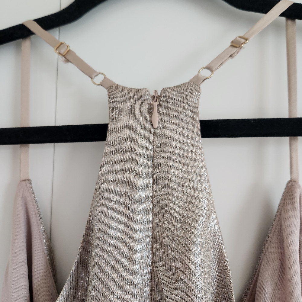 Lulu's Metallic Champagne Mini Dress - Picture 6 of 6